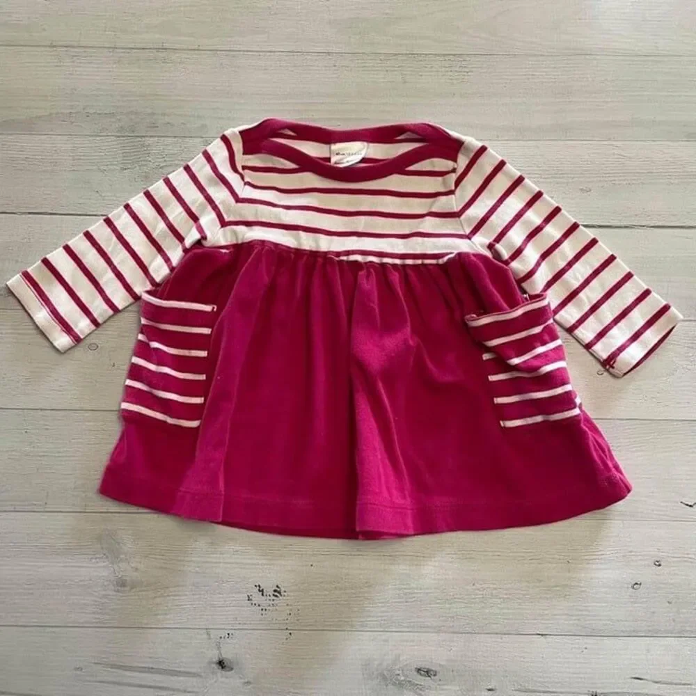 Hanna Andersson girls pink striped dress 3-6 months
